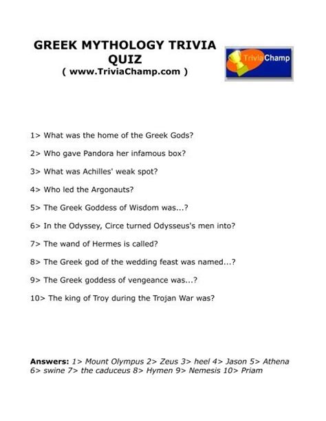 pics greek mythology trivia questions  answers  kids