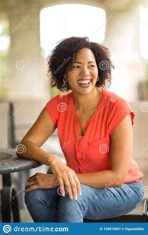Confident Happy African American Woman Smiling Outside Stock Image