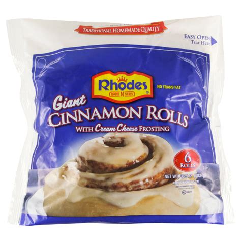 Rhodes Giant Cinnamon Rolls With Creme Cheese Frosting 6 Count Rolls