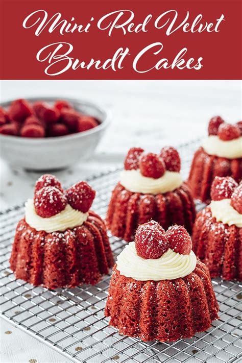 A beautiful red bundt cake to grace your holiday table. Mini Red Velvet Bundt Cakes | Red velvet bundt cake, Mini ...