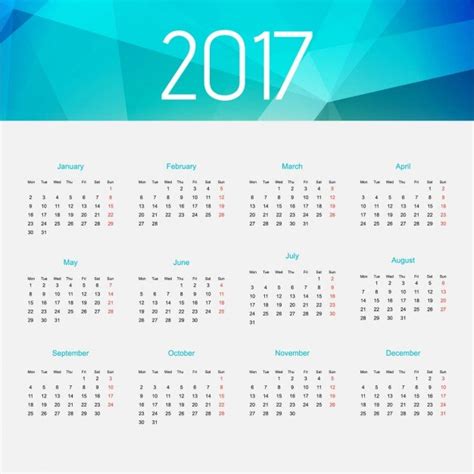 Free Vector Polygonal Calendar 2017