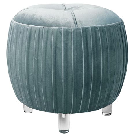 Helena Velvet Small Tufted Acrylic Round Ottoman