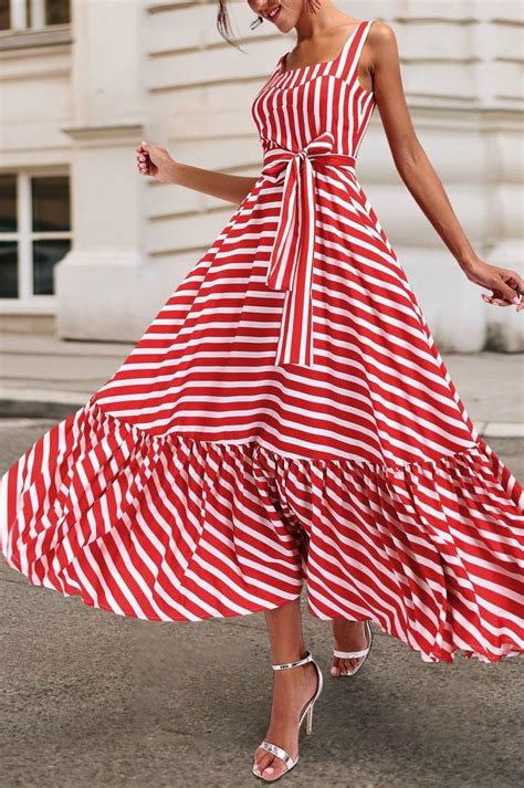 Lovely Maxi Red And White Stripe Vestidos Estilosos Vestidos Moda