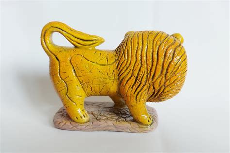 Ceramic Lion Figurine Handmade Lion Pottery Lion Orange Lion Etsy
