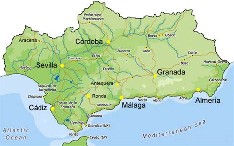 Mapa Para Imprimir De Andalucía España Mapa Por Provincias Fisico