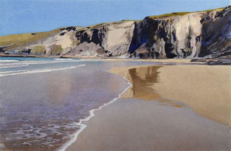 Trebarwith North Cornwall Watercolour 36 X 53cm Seascapes Art