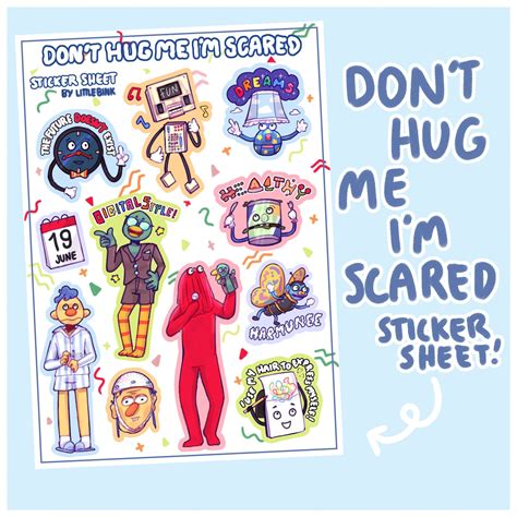 don t hug me i m scared sticker sheet cute art etsy