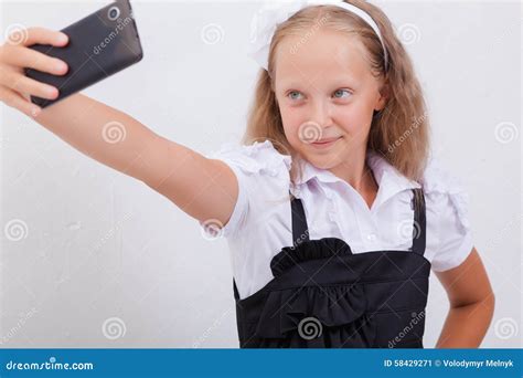 Pretty Teen Girl Taking Selfies With Her Smart Stock Image Image