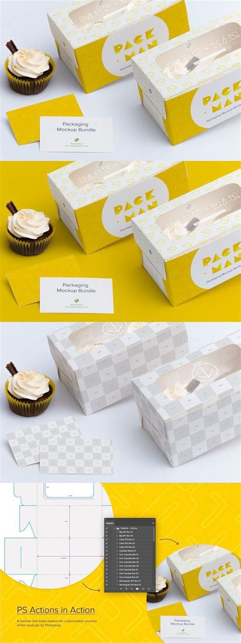 Download Two Cupcake Box Mockup 04 (With images) | Box mockup ...