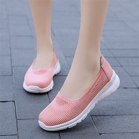 Women Mesh Breathable Slip On Soft Sole Athletic Casual Shoes Sneakers