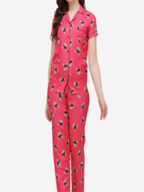 buy house of jammies women pink 2 pcs nutty nutella graphic printed pure cotton night suit