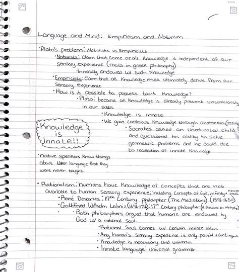 Lang 1010 Notes Nativism Vs Empiricism Ling 1010 Studocu