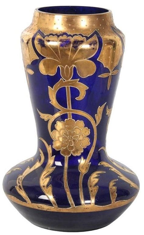 Sold Price Blue Nouveau Art Glass Vase January 6 0114 11 00 Am Est Art Glass Vase Glass