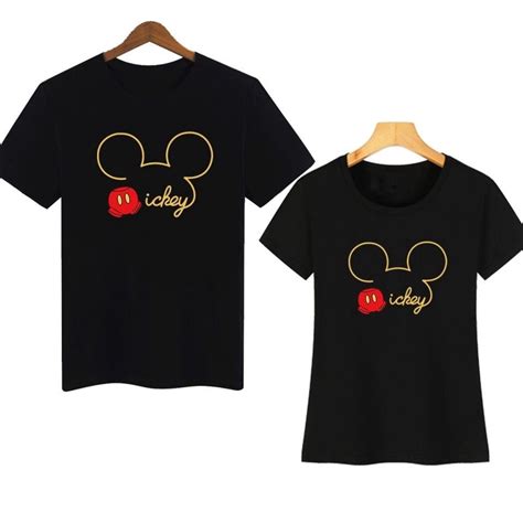 Mickey Mouse Couple Print Women Men 6 Colors Short Sleeve T Shirts