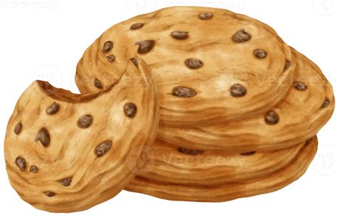Watercolor Chocolate Chip Cookies Illustration 9660142 Png