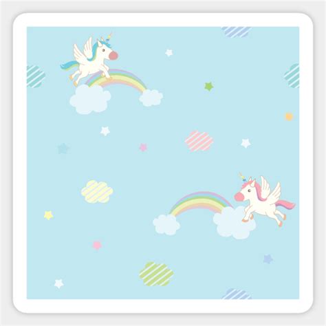 Baby Blue Unicorn Art Unicorn Art Sticker Teepublic