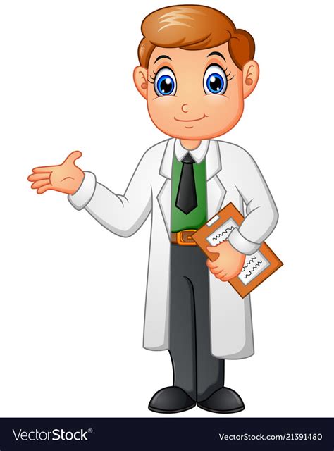Happy Young Doctor Cartoon Isolated On White Backg