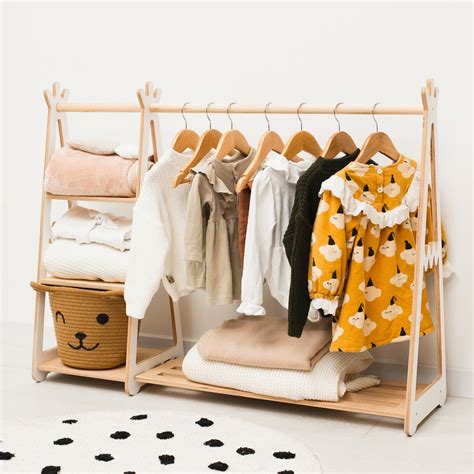 Baby Clothing Rack With Shelves Toddler Nursery Furniture Etsy