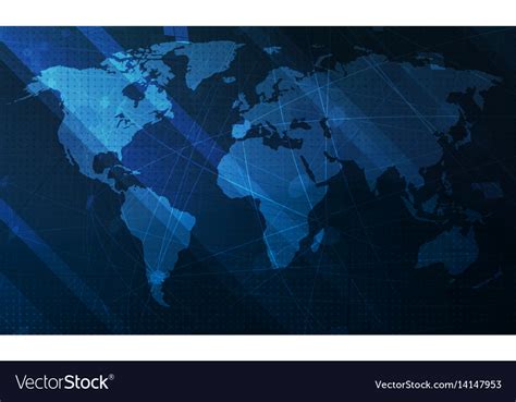 Abstract Blue World Map Background Digital Vector Image