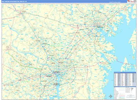Baltimore Washington Md Metro Area Wall Map Basic Style By Marketmaps
