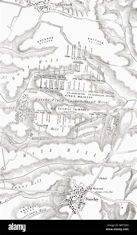 Map Of The Site Of The Battle Of Naseby 1645 BHT3HH 
