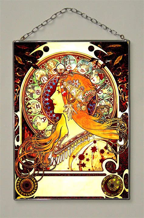 Alphonse Mucha Zodiac Stained Glass And Printing On Canvas Etsy