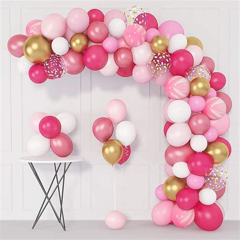 Hot Pink Balloon Garland Arch Kit With Hot Pink Light Pink Etsy