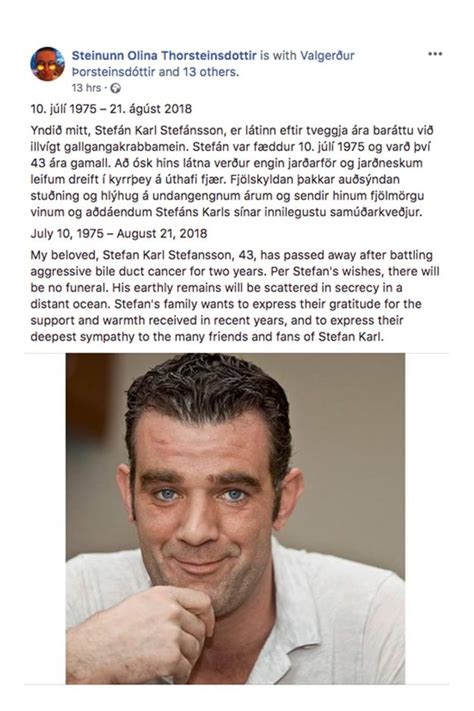 Stefan Karl Stefanssons Wife Pays Emotional Tribute To Lazytown Star Ok Magazine