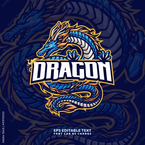 Blue Dragon Mascot Logo Template Stock Vector Adobe Stock