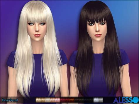 The Sims Resource Straight Hairstyle With Bangs Heartbeat ~ Sims 4