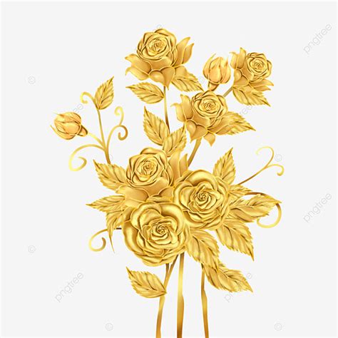 Goldene Rose Blume Clipart Metall Golden Rose Clip Art Png Und Psd