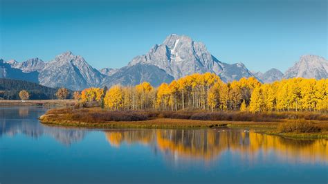 Wallpaper Nature Landscape Fall Mountains Clear Sky Reflection