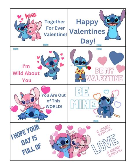 Stitch Valentines Day Cards Etsy