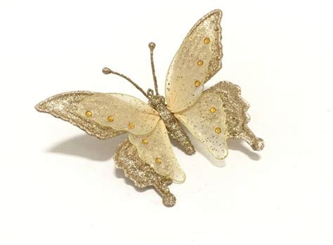 One Jumbo Gold Glitter Butterfly Embellishment On Clip 7