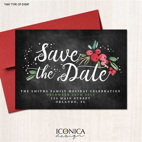 Save The Date Christmas Cards Holiday Save The Date Cards Chalkboard