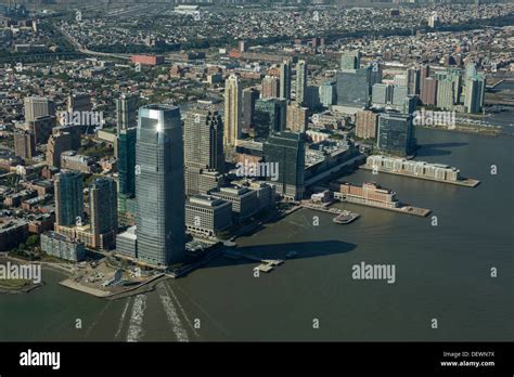 Aerial Financial District Jersey City Waterfront New Jersey Usa Usa