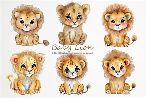 Baby Lion Watercolor Clipart Graphic By 21xstudio · Creative Fabrica