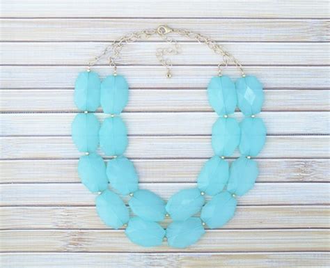 Turquoise Statement Necklace Chunky Bead Collar Bib Necklace