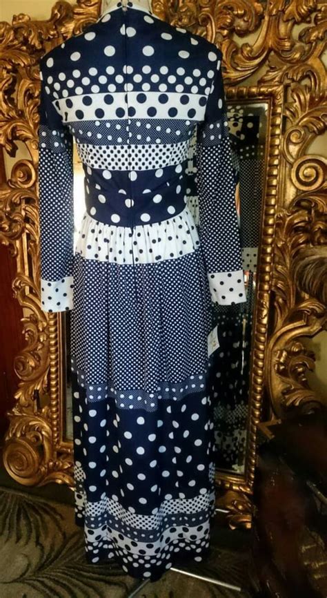 vintage 1970 s miss elliette california navy blue and etsy