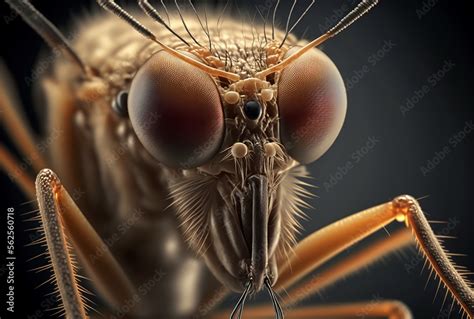 Mosquito Face Micro Photography Illustration Generative Ai Stock