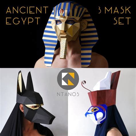 Ancient Egypt Mask Set Pharaoh Anubis And Horus Egyptian Etsy
