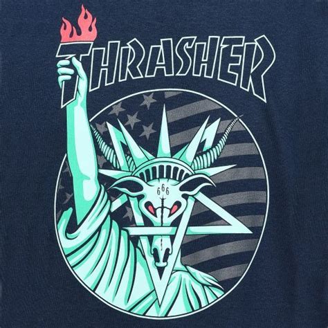 Thrasher Liberty Goat Tee Shirt Bleu Marine Play Skateshop Thrasher