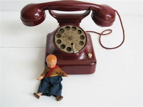 Vintage Toy Telephone Bakelite And Tin Telephone Toy Geobra Rotary Dial Phone Vintage Toys