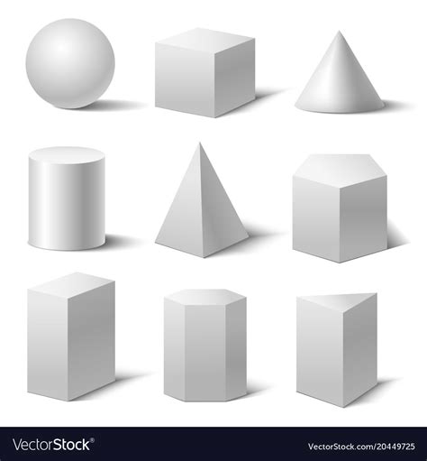 Realistic Detailed 3d White Basic Shapes Set Vector Image