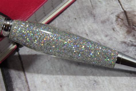 Silver Holographic Glitter Ballpoint Pen Custom Personalized Etsy