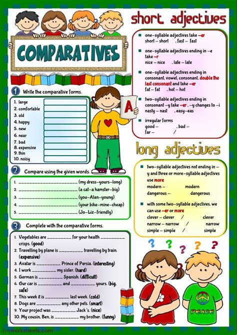 Adjective Comparative Worksheets