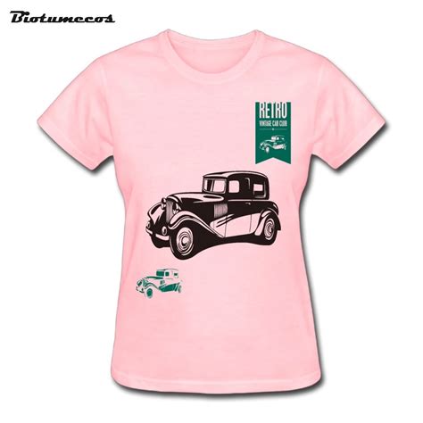 Newest Cool Women T Shirts Retro Vintage Car Club Printed T Shirt Brand Clothes Tee Top For Lady