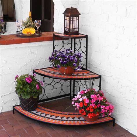 Besides good quality brands, you'll also find plenty of discounts when you shop for outdoor shelf during big sales. 3-Tier Step Style Mosaic Tiled Indoor/Outdoor Corner ...