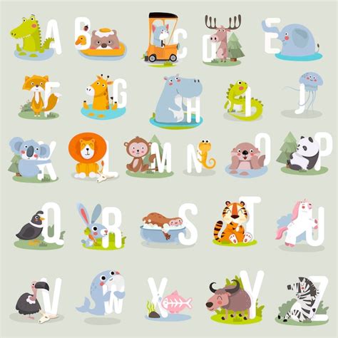 Premium Vector Animal Alphabet Graphic A To Z Cute Vector Zoo