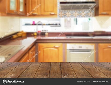Wood Table Top Blur Background Kitchen Can Used Display Your Stock